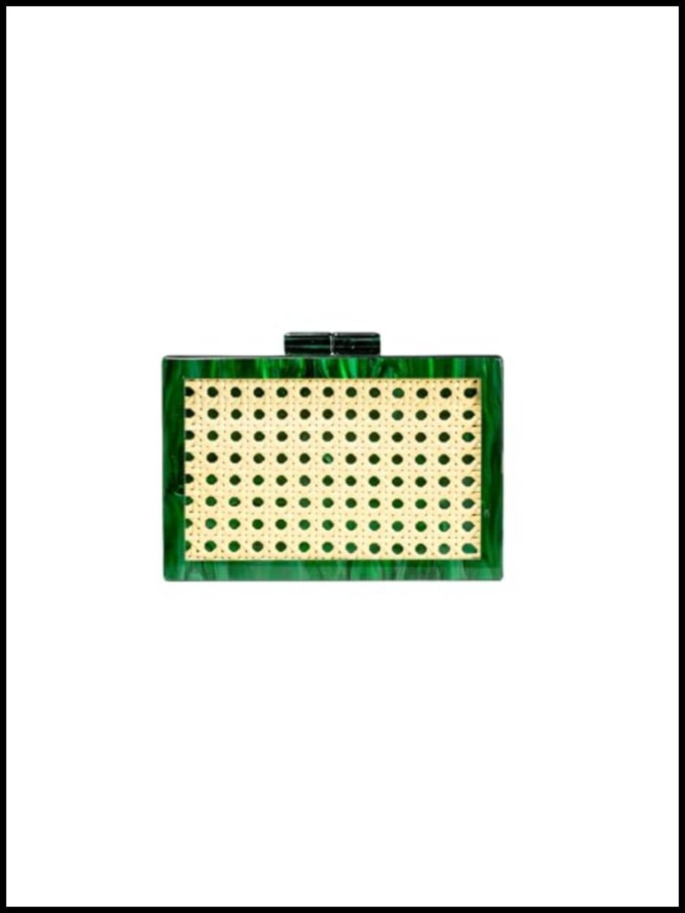 Acrylic Rattan Woven Square Box Crossbody Bag with Detachable Chain